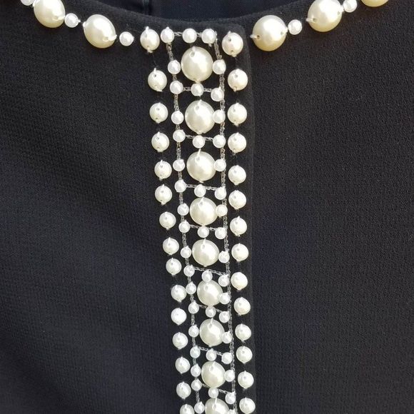 Tahari Black Jacket with Faux Pearl Trim size 6 - Picture 4 of 13